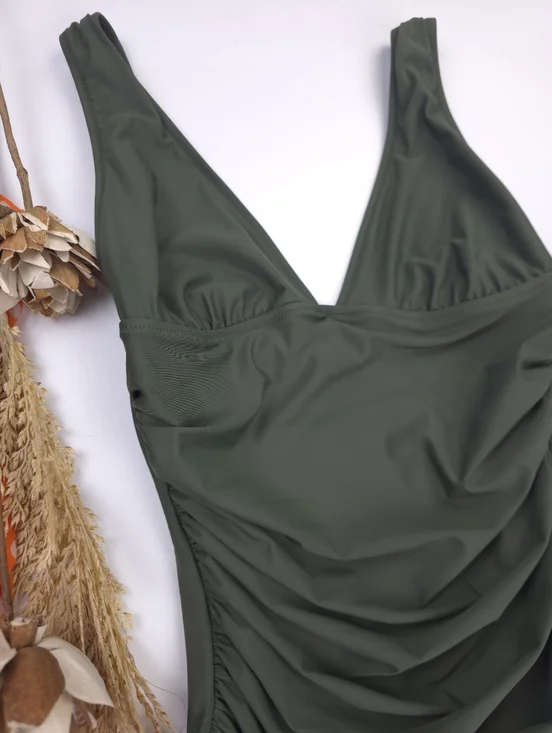 J.Crew Women’s Olive Green Ruched One-Piece Swimsuit 8 - Picture 11 of 11